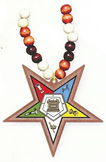 Order of Eastern Star Wood Bead Tiki Crest